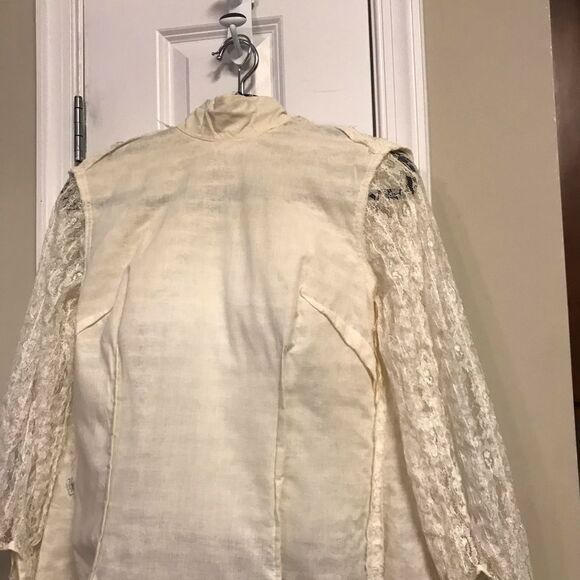 Vintage 1950s Lace Exaggerated Ruffle Tulle Blouse White Adelaar - Picture 10 of 16